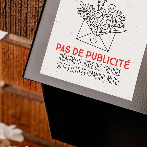 Pas de publicité Sticker - French version - Post mail box zero waste UV resistant