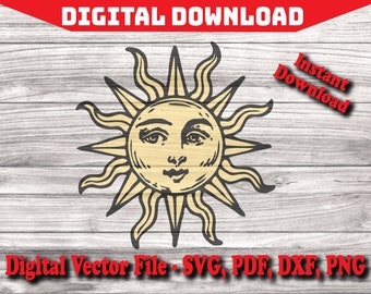 Sun Face Drawing Etsy