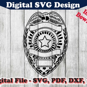 Blank Badge svg, Police Cop Shield Law Enforcement, First Responder Silhouette, cricut, clipart cut files svg pdf png dxf