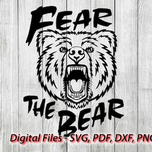 Fear The Bear Hockey Mascot Svg Diseño Deportes - Clipart, Vector - Para Cricut Silhouette svg pdf png dxf