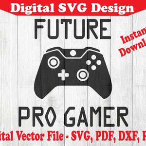 Toekomstige Pro Gamer Old School Console Controller Design SVG Instant Download vectoren voor Cricut silhouet 1 kleur png dxf pdf svg