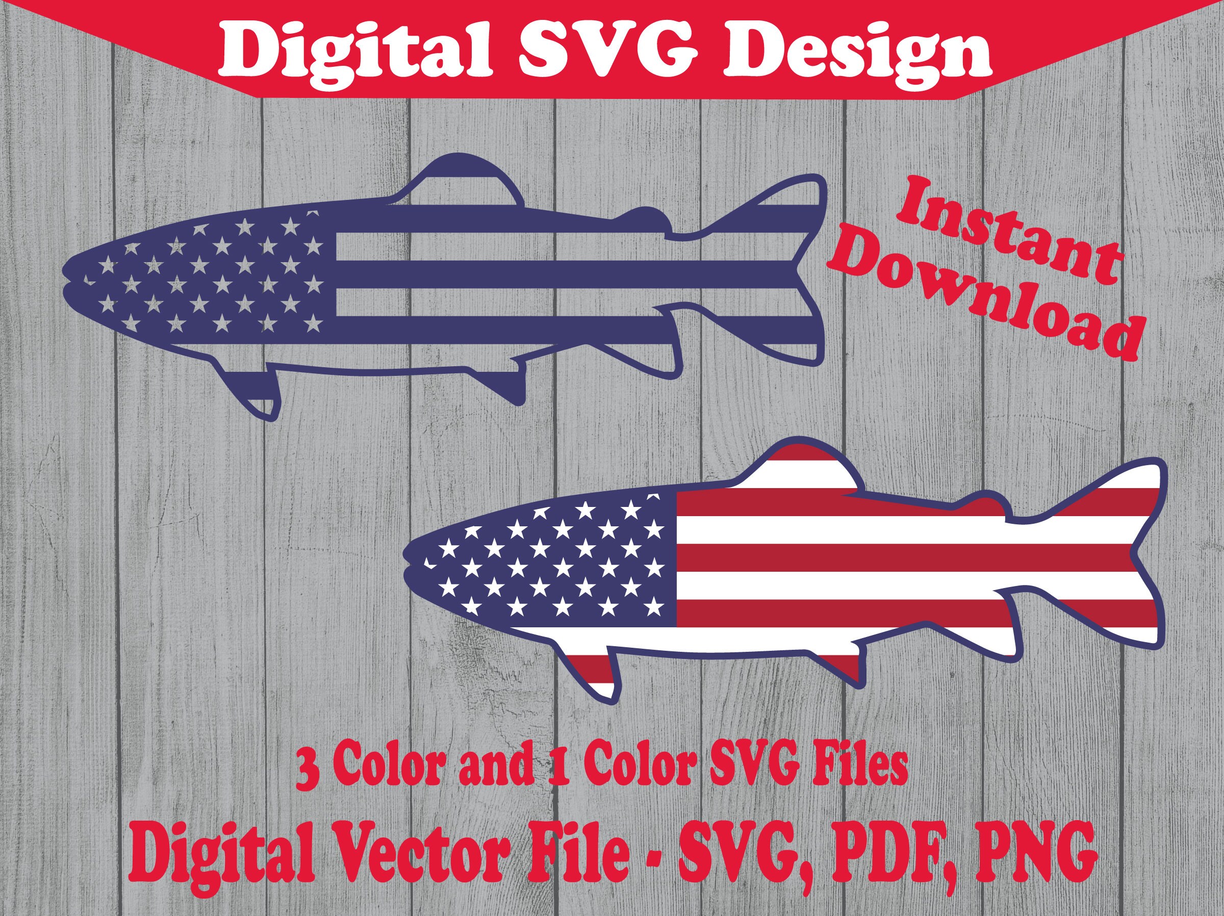 Download Patriotic Fish Usa Flag Design Svg File Us Patriotic Instant Etsy