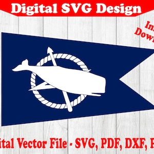 Nantucket Flagge ACK Design 2 Farbe geschichtet SVG Instant Download Vektor Cricut Silhouette 1 Farbe png dxf pdf svg