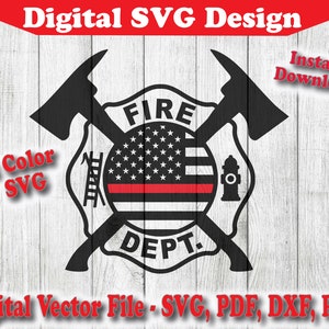 Thin Red Line Flag Fire department svg, fire dept svg, maltese cross axe svg, firefighter svg, Silhouette, cricut, clipart cut pdf png dxf
