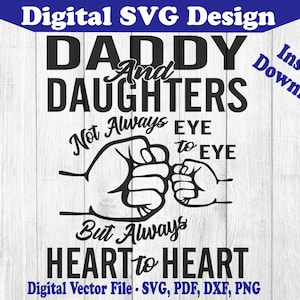 Papa et filles poing pompe fête des pères Design SVG Téléchargement instantané vecteur pour Cricut Silhouette 1 couleur png dxf pdf svg