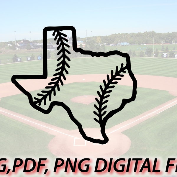 Baseball Texas SVG - Simple One Color Design svg png pdf dxf Files - Clipart - Vector - Cricut Silhouette 1 Color