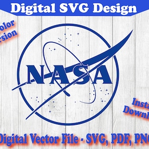 NASA Circle Logo 1 kleurenversie SVG Cricut File Svg, NASA Cut File, NASA Vector Silhouet, clipart Space Science pdf png svg Astronaut