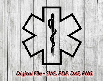 paramedic Silhouette PDF Cricut Star of Life SVG emt ems PNG