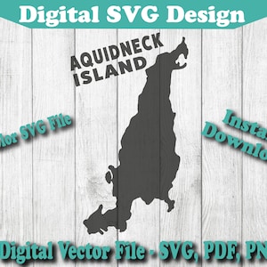 Aquidneck Insel Karte Design SVG Rhode Island Instant Download Vektor Cricut Silhouette 1 Farbe png pdf svg
