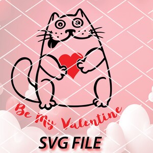 Verrückte Katze Be My Valentine Heart Valentinstag-Svg-Datei Valentinstag - Für Cricut Für Silhouette - png pdf 1 und 2 Farbe