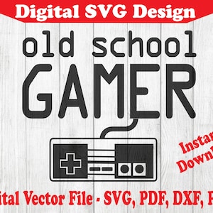 Old School Gamer - Game Controller Design SVG Instant Download Vektoren für Cricut Silhouette 1 Farbe png dxf pdf svg