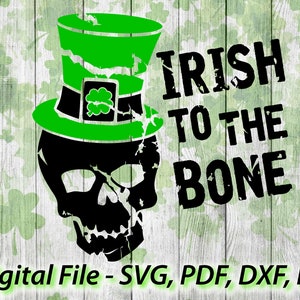 Irish Skull Distressed Design Graphic - St Patricks Day Svg File - Irish SVG - For Cricut Silhouette  2 Color svg png dxf pdf