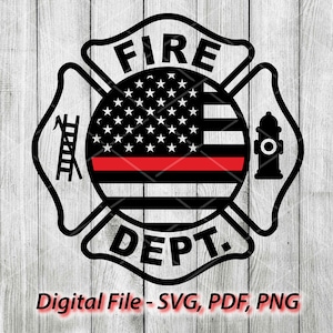 Thin Red Line Flag Fire department svg, fire dept svg, maltese cross svg, firefighter svg, Silhouette, cricut, clipart cut pdf png