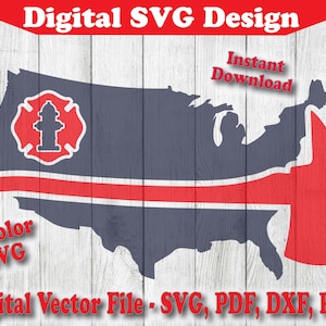 Feuerwehr Axt USA MAP Design, Feuerwehr svg, Feuerwehrmann svg, Sillhouette, Cricut, Clipart geschnitten Dateien pdf png dxf