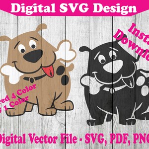 Cute Cartoon Dog Design SVG - Instant Download Vector SVG File Pet For Cricut Silhouette 1 Color 4 Color png pdf svg