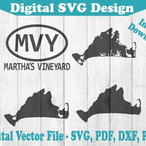 Martha's Vineyard Karte Designs 3 Versionen SVG Instant Download Vektor Cricut Silhouette 1 Farbe png dxf pdf svg marthas