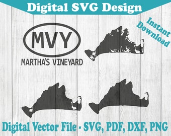 Martha's Vineyard MV Map Designs 3 Versions SVG Instant Download Vector Cricut Silhouette 1 Color png dxf pdf svg marthas