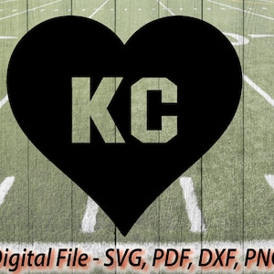 KC Heart Design Kansas City - Svg File - Vector - For Cricut For Silhouette 1 Color dxf pdf png