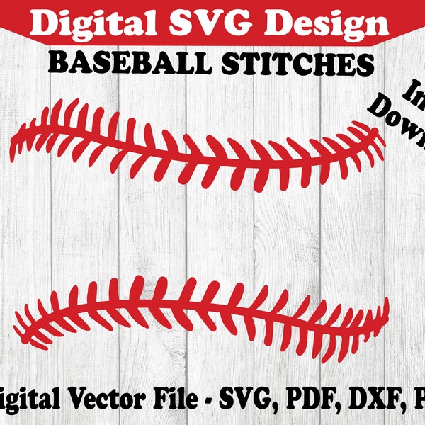 Baseball Stitches Sports Ball Design 1 Color dxf svg png pdf files - Clipart - Vector Cut File - For Cricut Silhouette svg