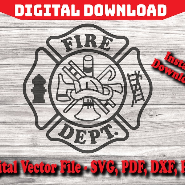 Fire department stylized cross svg, fire dept svg, maltese cross svg, firefighter svg, Silhouette, cricut, clipart cut files pdf png dxf