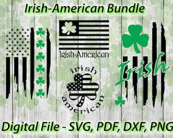Paquete de diseños SVG con el trébol de la bandera irlandesa-estadounidense – Diseños para el Día de San Patricio (Descarga digital)