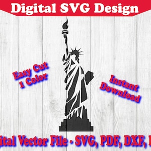 Design SVG da Estátua da Liberdade NY, silhueta da cidade de Nova York, Cricut, arquivo de 1 cor Clipart svg pdf png vector comercial