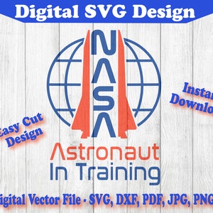 Astronauta da NASA em treinamento Design de 2 cores SVG Cricut File Svg, Nasa Cut File, Nasa Vector Silhouette, clipart Ciência espacial pdf png dxf