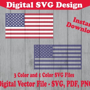 USA Flag Design SVG File - US Patriotic Instant Download Vector For Cricut Silhouette Layered 3 Color 1 Color png pdf svg