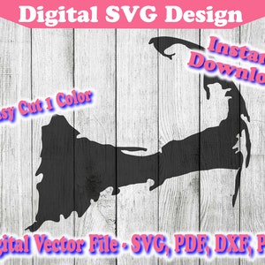 Cape Cod detaillierte Karte Design SVG Instant Download Vektor Cricut Silhouette 1 Farbe geschnitten Datei Clipart png dxf pdf svg