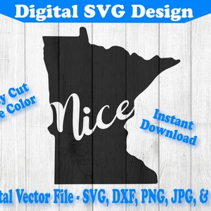 Minnesota Nice State Map Design MN Minn svg, Silhouette, cricut, clipart cut files svg png 1 Color