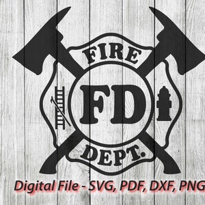 Vigili del fuoco in formato SVG, ascia incrociata, vigili del fuoco in formato SVG, croce di Malta in formato SVG, pompiere in formato SVG, Sillhouette, cricut, clipart taglia file pdf png dxf
