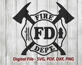 Fire department svg, crossed axe, fire dept svg, maltese cross svg, firefighter svg, Sillhouette, cricut, clipart cut files pdf png dxf