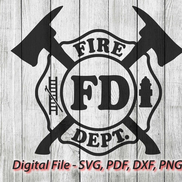 Fire department svg, crossed axe, fire dept svg, maltese cross svg, firefighter svg, Sillhouette, cricut, clipart cut files pdf png dxf