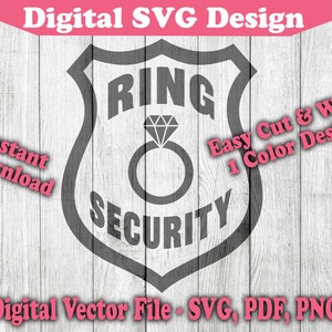 リング セキュリティ ウェディング リング ベアラー デザイン リング SVG ファイル - SVG - Cricut 用 シルエット ベクター カット ファイル 1 色 png pdf dxf