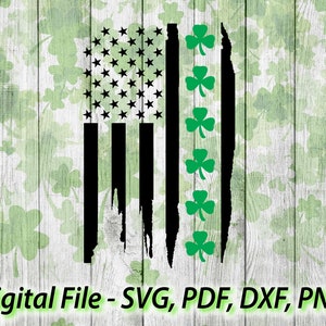 Shamrock American Flag Irish design Graphic - St Patricks Day Svg File - Irish SVG - For Cricut Silhouette  2 Color svg png dxf pdf