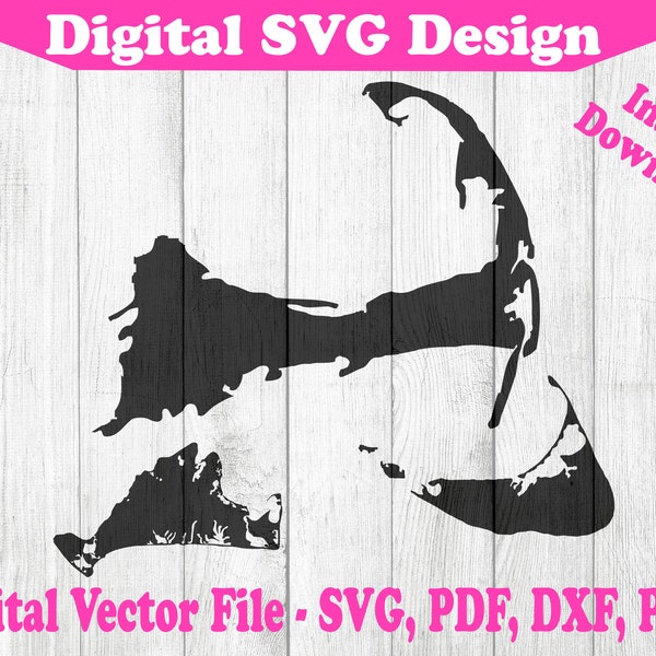 Cape Cod Martha's Vineyard Nantucket MV ACK Map Design SVG Instant Download Vector Cricut Silhouette 1 Color png dxf pdf svg