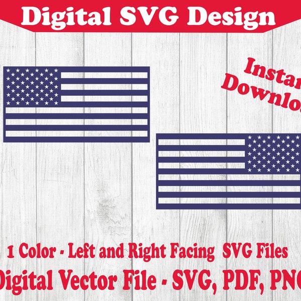 Military Sleeve USA Flag Design SVG File - 2 Versions Straight & Reversed Right Sleeve Instant Download US America 1 Color png pdf svg