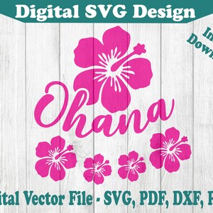Ohana Hawaiian Family Design SVG cut file - Clipart - Vector - For Cricut Silhouette 1 Color svg pdf png dxf Hawaii