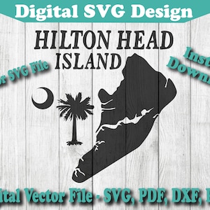 Insel Karte Design South Carolina SC Mond Palme SVG-Datei - SVG - Für Cricut Silhouette Vektor geschnitten Datei 1 Farbe png pdf dxf
