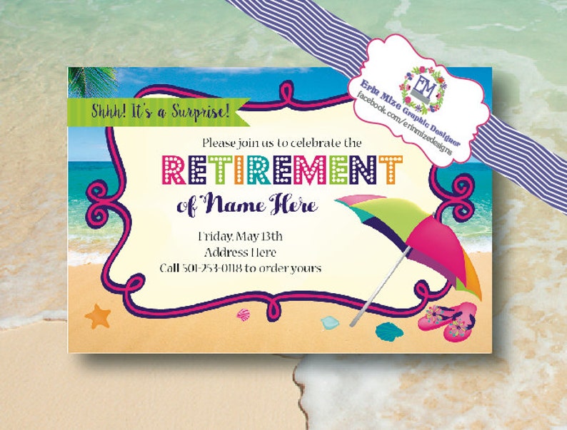 Pool party Retirement Party Beach Themed Invitation Etsy