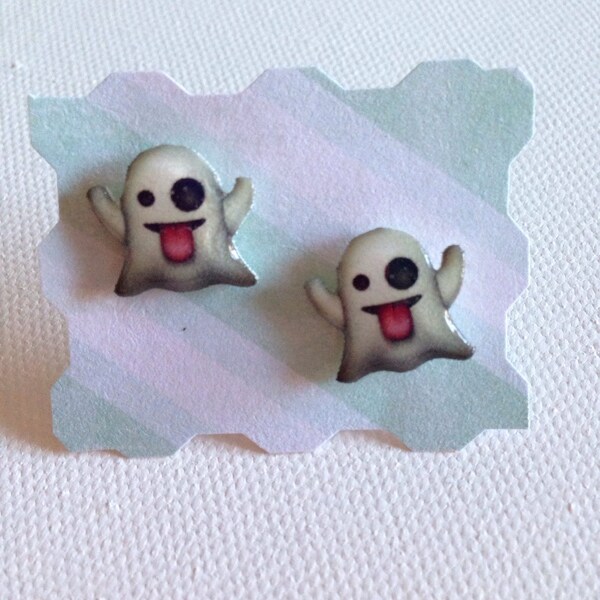 iPhone Emoji "Ghost" Stud Earrings - Post Earrings - Halloween Jewelry