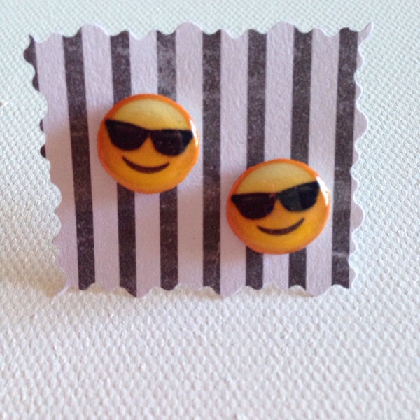 iPhone Emoji "Smiling Face with Sunglasses" Stud Earrings - Post Earrings