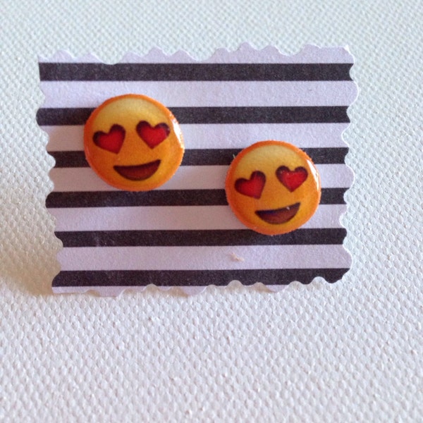 iPhone Emoji "Smiling Face with Heart-Shaped Eyes" Stud Earrings - Post Earrings