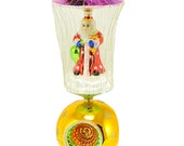 Christopher Radko - CLOUD MAGIC SANTA - Christmas Ornament - Ball Drop - Reflector - 2 Tier - Cage - Blown Glass - Vintage