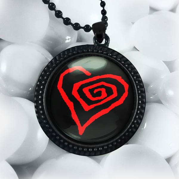 Marilyn Manson Industrial Music Gothic Twisted Heart Logo Album Art Black Glam Rock Metal Beautiful People Pendant Necklace + 24" Inch Chain