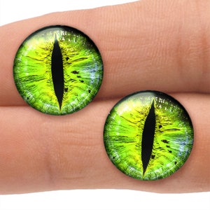 Verde Lagarto Ojos 18mm Vidrio Animal Taxidermy Eyeballs Fantasía Joyería Prop Cabochons