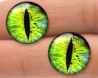 Green Lizard Eyes 18mm Glass Animal Taxidermy Eyeballs Fantasy Jewelry Prop Cabochons