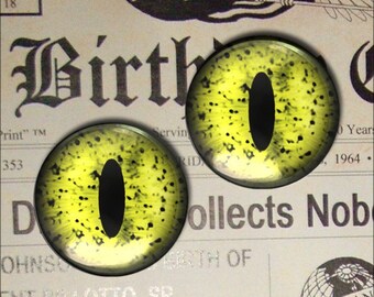 1" Inch Speckled Green Reptile Eyeballs Sci-fi Glass Eye Monster Creature Fantasy Halloween Taxidermy Doll Set 25mm