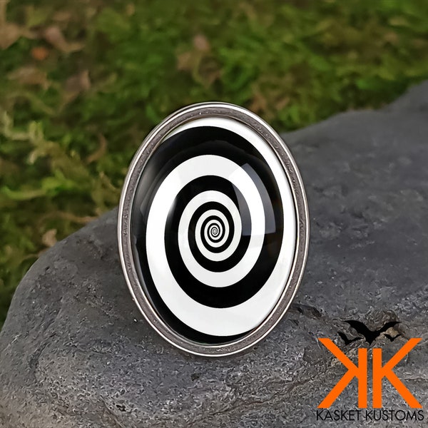 Twilight Zone Ring - Magic Sci-fi Hypnotic Spiral Handmade Silver Jewelry - 347-OSSR