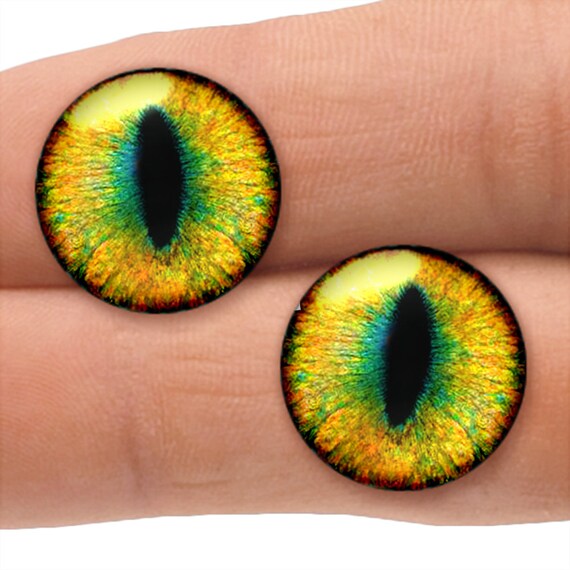 18mm Eyeballs Glass Yellow Creature Eyes Animal Taxidermy Doll Craft 2pc Set